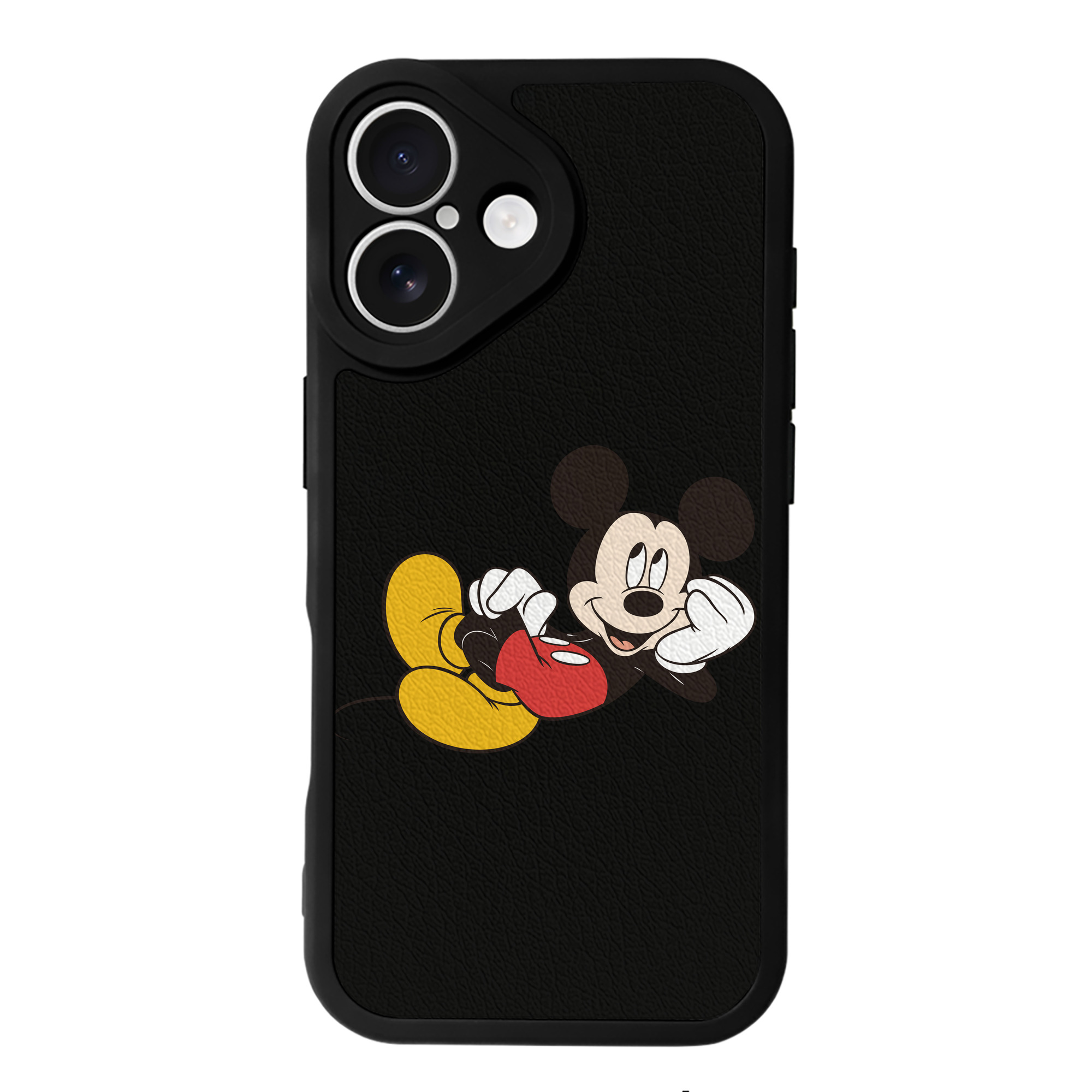 （画像用） ミッキーマウス Mickey Mouse 【iPhone 16シリーズ対応】シリコンスマホケース（レザー調） 材質：シリコン